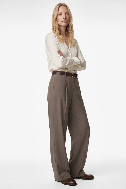 KOTON, Camasa cu aspect satinat si guler clasic, Crem