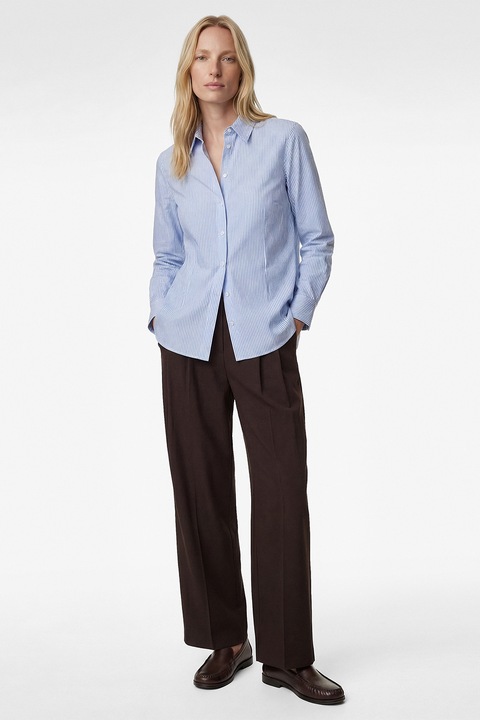 KOTON, Camasa cu guler clasic si dungi, Albastru deschis