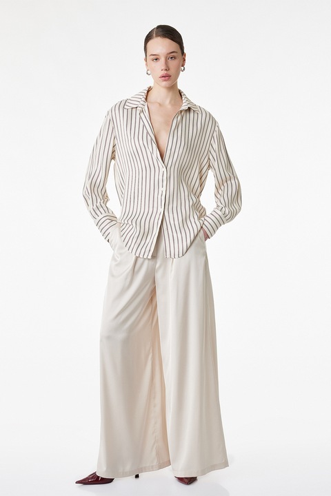 KOTON, Camasa regular fit cu dungi, Visiniu/Bej deschis