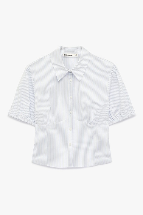 KOTON, Camasa crop cu dungi, Alb/Albastru pal