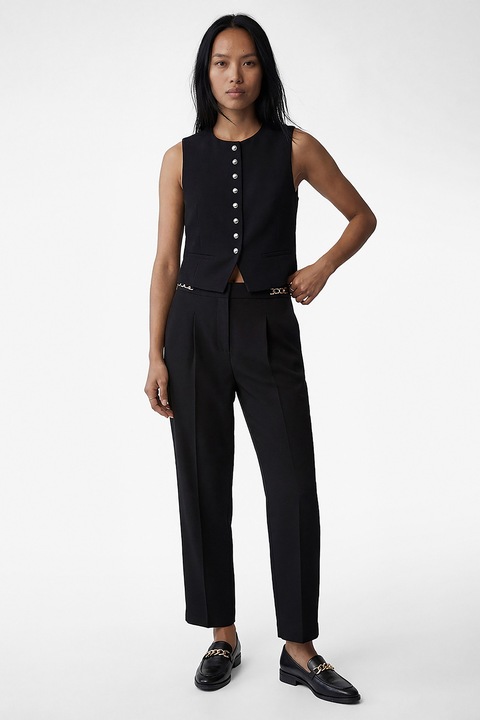 KOTON, Pantaloni drepti cu detaliu lant, Negru