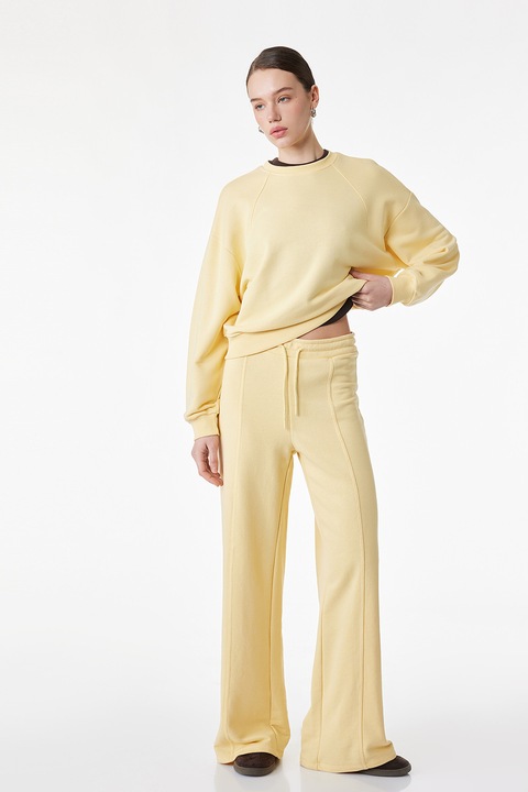 KOTON, Pantaloni de trening cu croiala ampla, Galben deschis