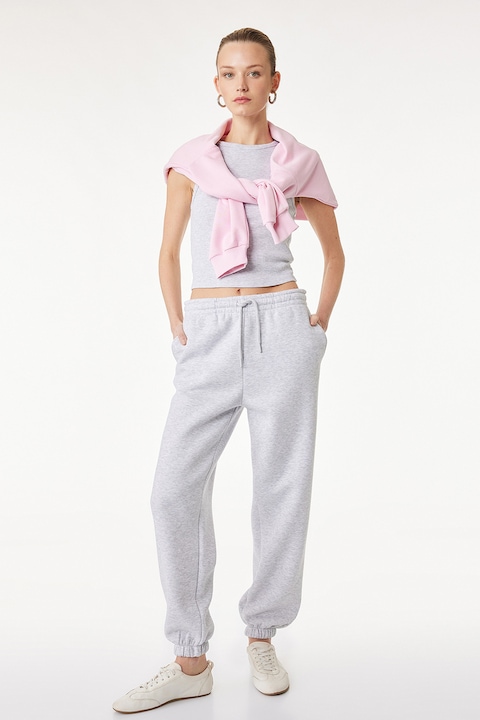 KOTON, Pantaloni de trening conici, Gri deschis melange