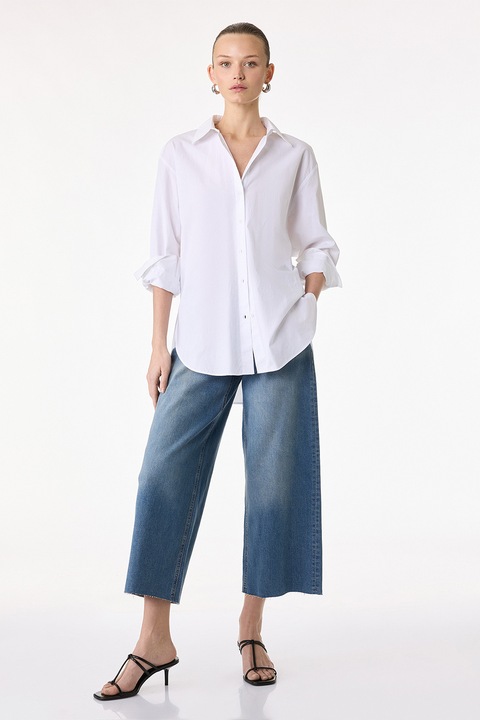 KOTON, Blugi crop cu buzunare, Albastru indigo