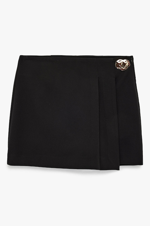 KOTON, Fusta-pantalon mini petrecuta, Negru