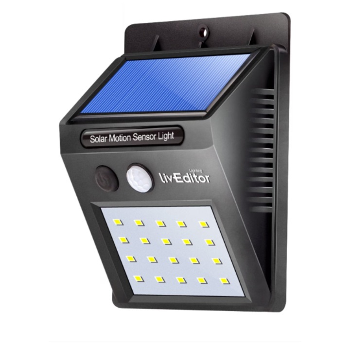 Lampa LED cu incarcare solara, fara senzor de miscare, set 2 lampi, 20 LED, iluminat exterior