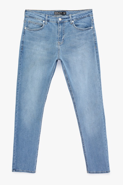 KOTON, Blugi slim fit cu talie medie, Albastru deschis