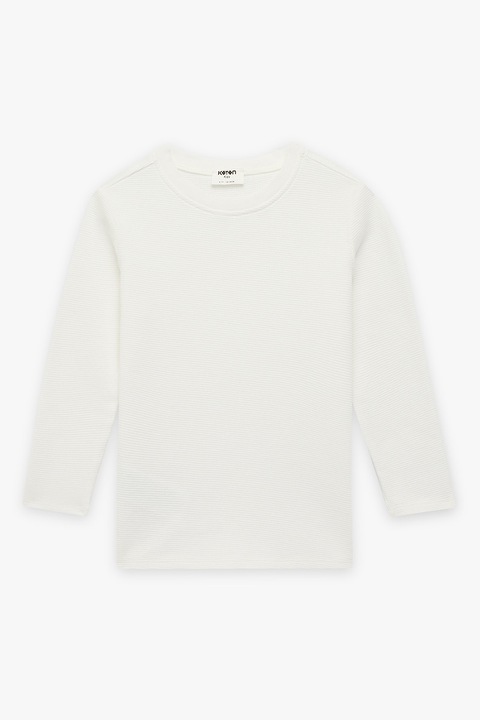 KOTON, Bluza de bumbac cu decolteu la baza gatului, Alb