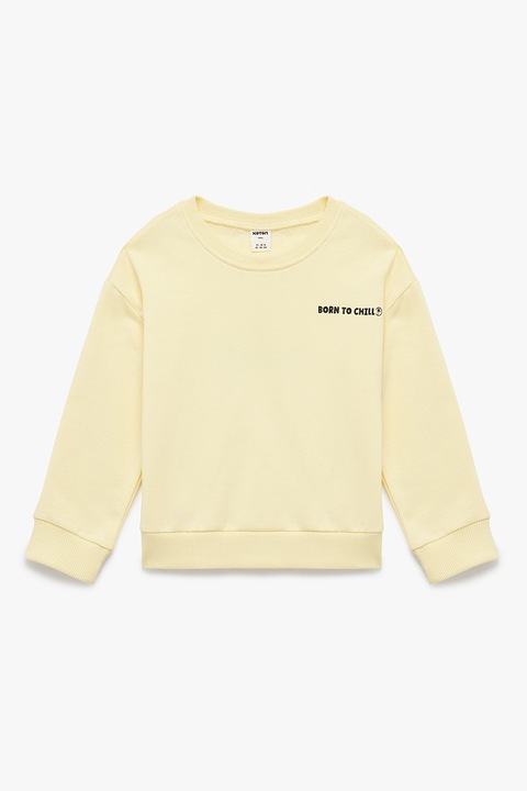 KOTON, Bluza de trening cu maneci cazute si model uni, Galben pal