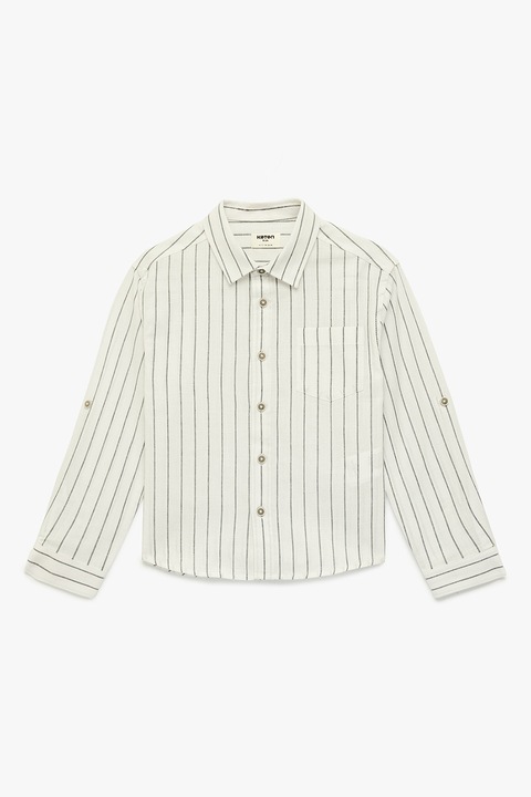 KOTON, Camasa cu maneci lungi si dungi, Negru/Crem