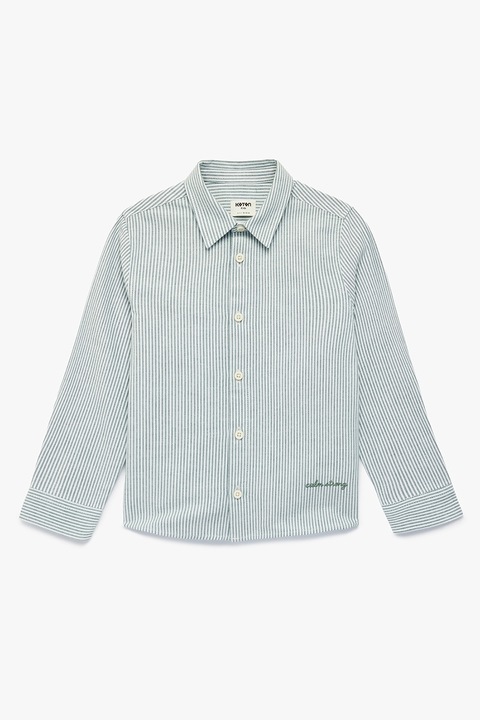 KOTON, Camasa cu maneci lungi si dungi, Alb/Verde