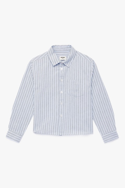 KOTON, Camasa cu dungi si maneci lungi, Albastru pastel