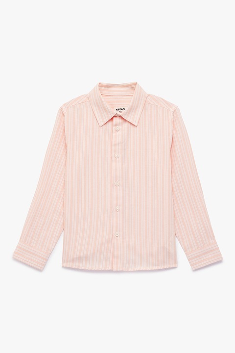 KOTON, Camasa de bumbac cu dungi, Alb/Portocaliu pepene