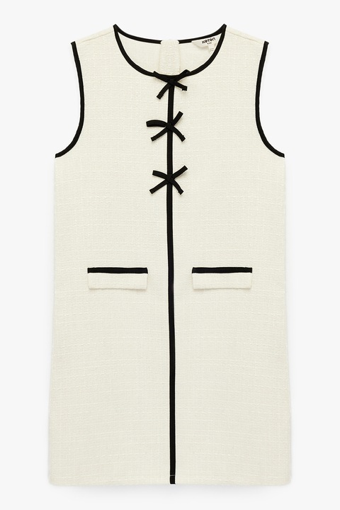 KOTON, Rochie dreapta cu detalii contrastante, Negru, Crem, 158-164 CM