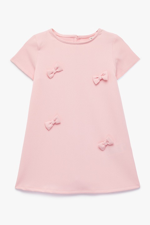 KOTON, Rochie cu maneci scurte si aplicatii cu funde, Roz deschis