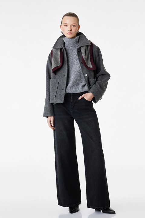 KOTON, Jacheta cu nasturi si buzunare frontale, Gri antracit