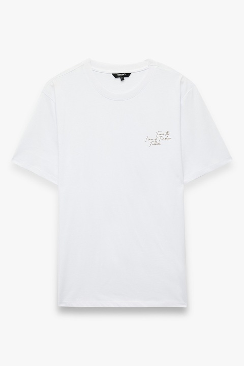 KOTON, Tricou de bumbac cu maneci cazute, Alb