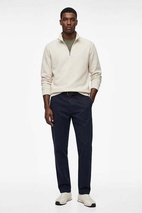 KOTON, Bluza de trening striata cu fenta cu fermoar, Bej deschis