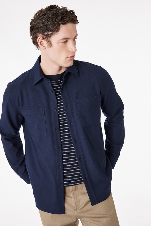 KOTON, Camasa uni cu buzunare pe piept, Bleumarin