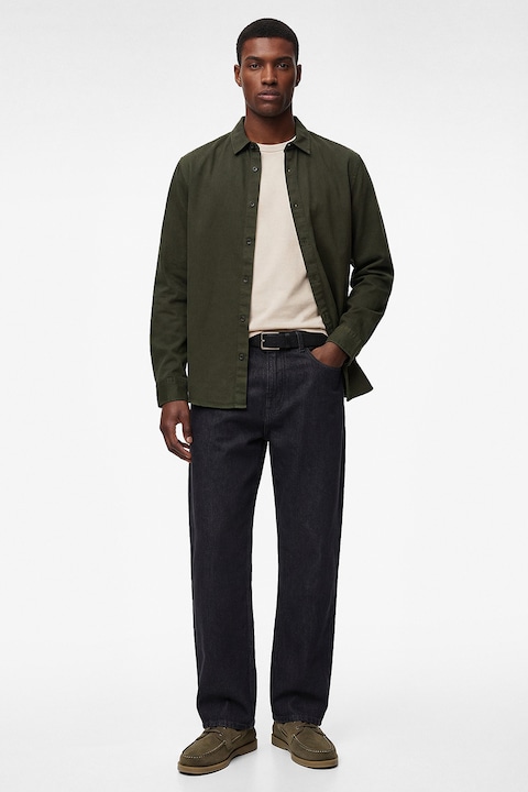 KOTON, Camasa cu mansete cu nasturi, Kaki inchis