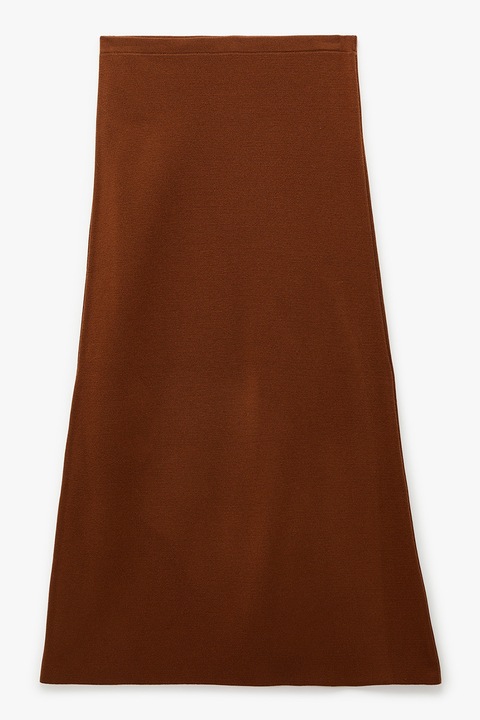 KOTON, Fusta midi cu croiala pe bie si buline, Alb/Visiniu