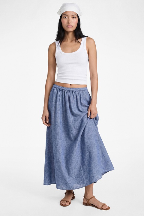 KOTON, Fusta lunga cu talie elastica, Albastru stins