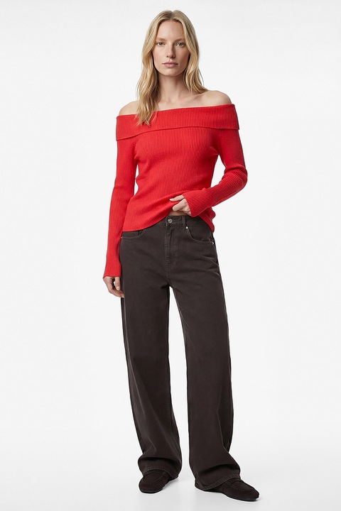 KOTON, Pulover cu decolteu pe umeri, Rosu