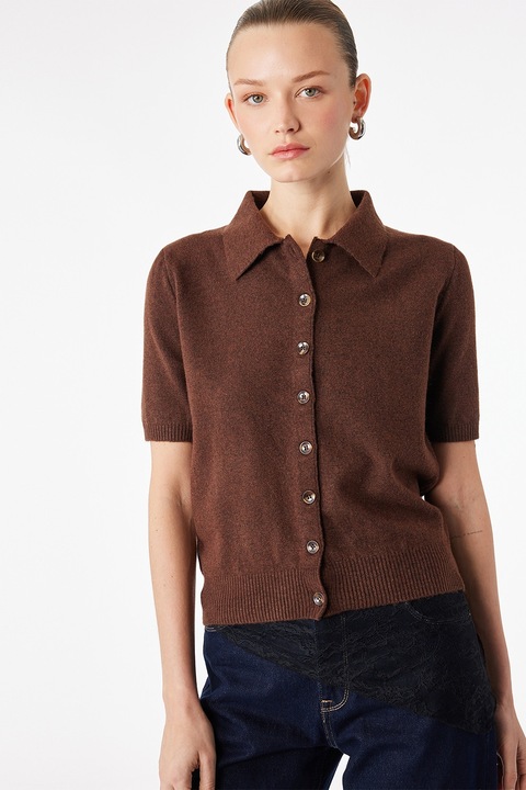 KOTON, Pulover polo cu maneci scurte, Maro