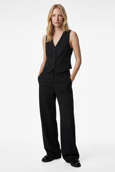 KOTON, Vesta cu nasturi si decolteu in V, Negru, 40