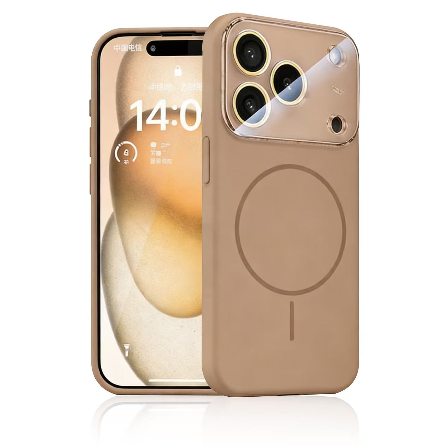 Husa pentru iPhone 17 Pro Max, Silicon Catifelat cu Interior din Microfibra, Compatibila cu MagSafe, Protectie Completa Camera, Maro