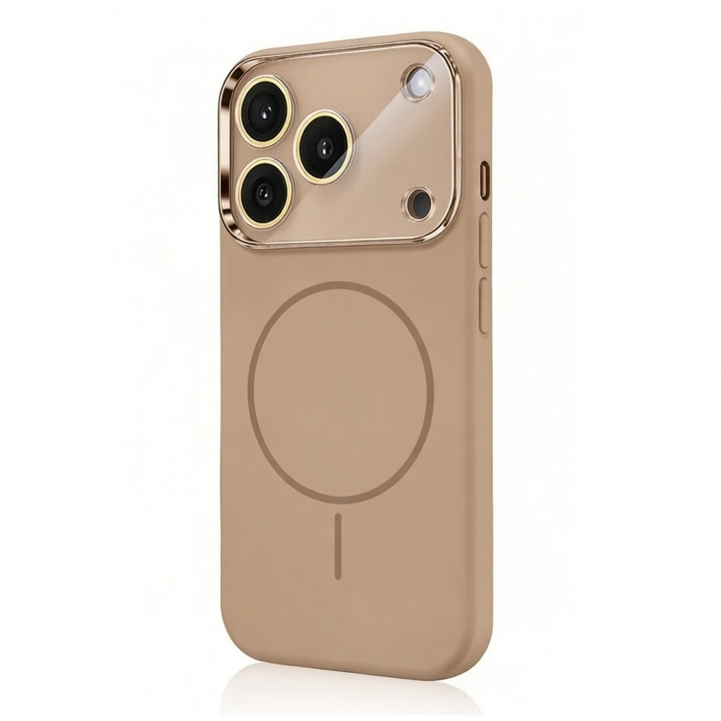 Husa pentru iPhone 17 Pro Max, Silicon Catifelat cu Interior din Microfibra, Compatibila cu MagSafe, Protectie Completa Camera, Maro