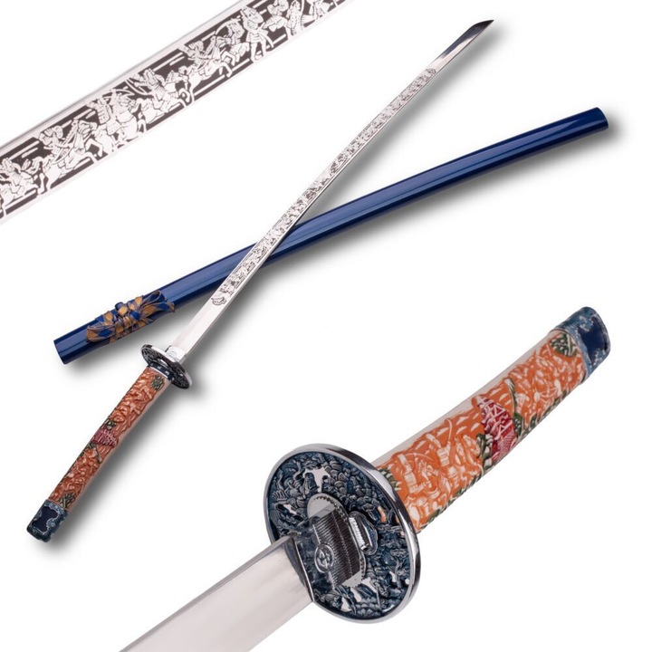 Sabie Katana japoneză Taira Heike, 104cm, suport inclus, negru