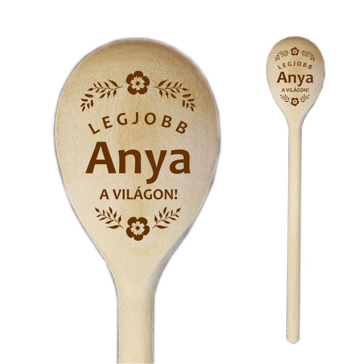 Lingura din lemn gravata cu dedicatie Anya – 30 cm – Cadou suvenir artizanal