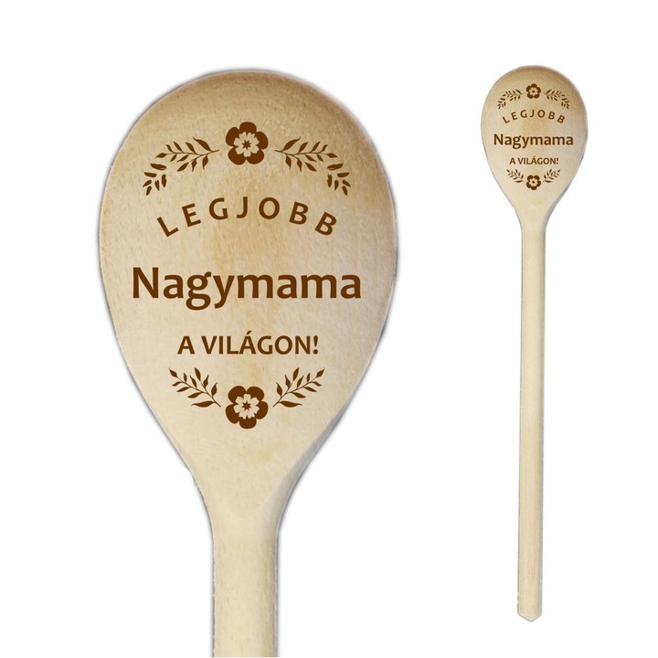 Lingura din lemn gravata cu dedicatie Nagymama – 30 cm – Cadou suvenir artizanal