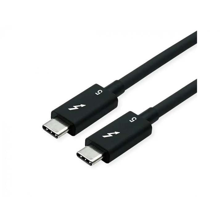 Thunderbolt 5 kábel (USB C típusú) passzív 8K60Hz 80Gbit/s 240W T-T 1m Fekete, Roline 11.02.9112