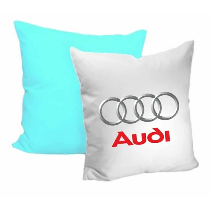 Perna personalizata, AUDI, culoare alb-albastru, dimensiune 40*40 cm