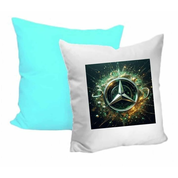 Perna personalizata, Mercedes logo, culoare alb-albastru, dimensiune 40*40 cm