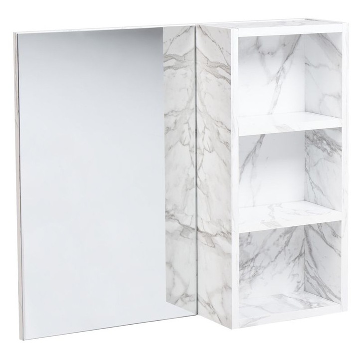 Dulap de baie suspendat cu oglinda Joinville 60 cm 54 cm Alb marmura