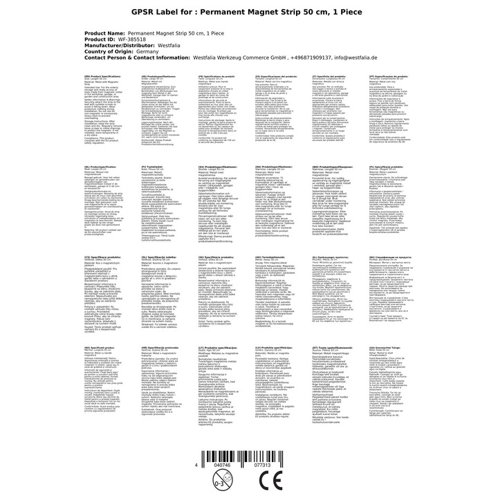 Banda magnetica permanenta de 50 cm, 1 bucata