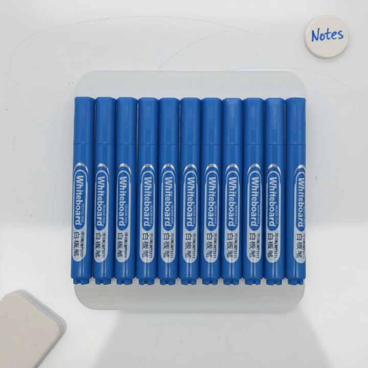 Set 12 Markere de Tabla (WhiteBoard), Albastru, Varf 2mm, VisionXXI FL-7008