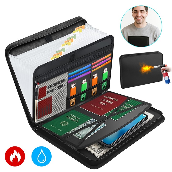 Органайзер за документи CHOOLY, разтегателен, 13 джоба, водоустойчив, 36,5x26,5x4см