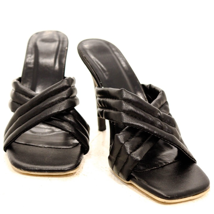 Papuci dama Pradize cu toc stiletto, negri, marimea 41, model mule elegant