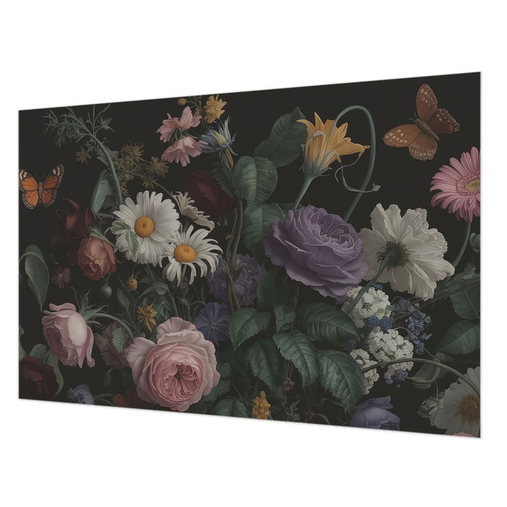 Dekor Tapéta, Wallfluent, Virágos elegancia, Fekete, 104 x 70 cm, Vlies, Élénk Színek, 010100060020000285184