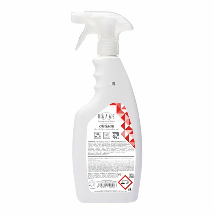 Detergent lichid profesional anticalcar si antirugina HAAAS Aktisan, cu spuma activa, 750ml