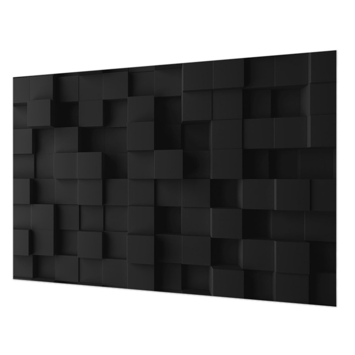 Tapéta Falra, Wallfluent, Háromdimenziós kockák, Fekete, 104 x 70 cm, Vlies, Előszobába, Hálószobába, 010100060020000285239