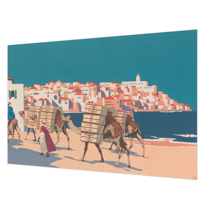 Fototapet Wallfluent, Caravana de camile, Turcoaz, 104x70cm, set cu adeziv