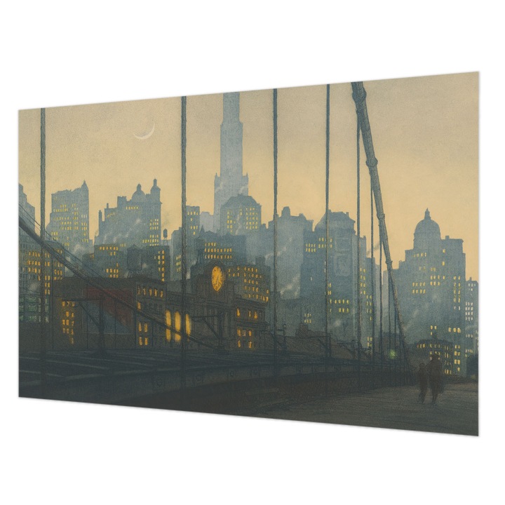 Tapet Vlies Pentru Perete, Wallfluent, Panorama de seara, Gri, 104 x 70 cm, Decorativ, Pentru Uz Intern, 010100060020000285625