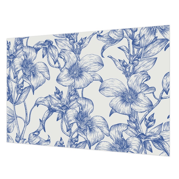 Tapet De Perete Wallfluent, Ramuri de flori, Alb, 152x104cm, Set cu adeziv