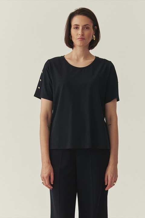 Tatuum, Tricou din amestec de modal cu decolteu rotund, Auriu/Albastru ultramarin