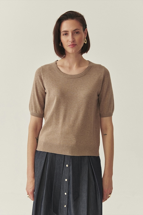 Tatuum, Bluza tricotata fin cu maneci scurte, Maro deschis